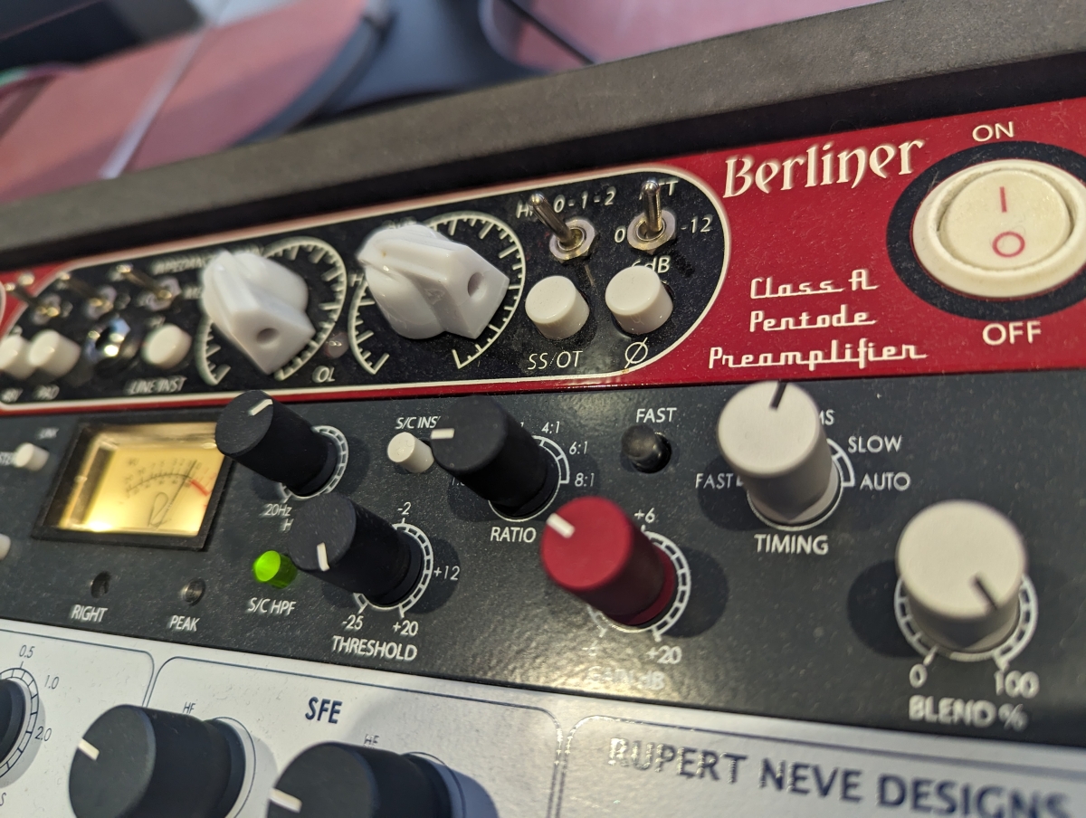 Picture of Sonic Farm Berliner stereo valve preamp, and the Neve 5254 Diode bridge compressor